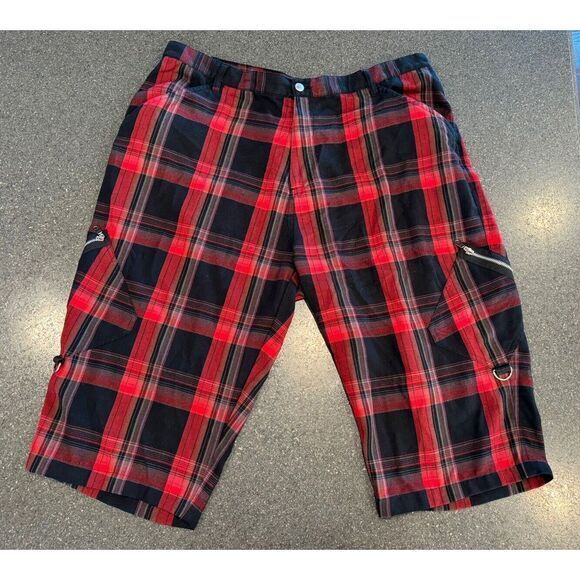 Morbid Threads Vintage Y2K Red Plaid Vintage Pants‎ 42x32 Grunge Goth Zipper - Picture 1 of 5